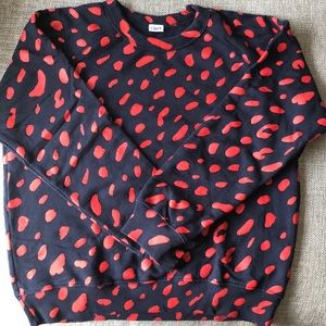 Clare V. Navy and Red Jaguar print sweatshirt.